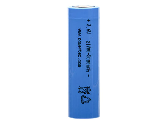 Powertac 21700 5000mAh 3.7V Protected Lithium Ion (Li-ion) Button Top Battery