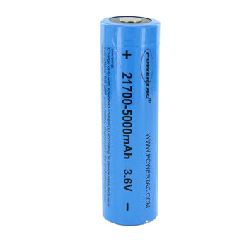 Powertac 21700 5000mAh 3.7V Protected Lithium Ion (Li-ion) Button Top Battery