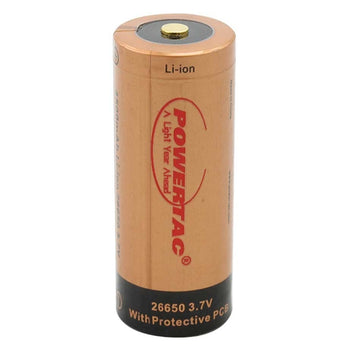 Powertac 26650 4500mAh 3.7V Protected Lithium Ion (Li-ion) Button Top Battery
