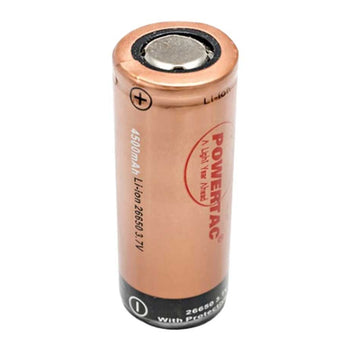 Powertac 26650 4500mAh 3.7V Protected Lithium Ion (Li-ion) Button Top Battery