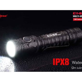 Powertac E11-G2 USB-C Rechargeable LED Flashlight - 1300 Lumens - Osram P9 - Includes 1 x 18650