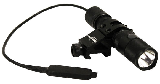 Powertac E5 LED Flashlight Weapon Kit - 700 Lumens - CREE XM-L U2 LED - Runs on 2x CR123A/1x 18650 batteries - Includes Weapon Mount & Pressure Switch