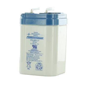 Power-Sonic PS-650L 5AH 6V Rechargeable Sealed Lead Acid (SLA) Battery - F1 or SP Terminal