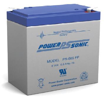 Power-Sonic PS-665 6.5AH 6V Rechargeable Sealed Lead Acid (SLA) Battery - FP Terminal