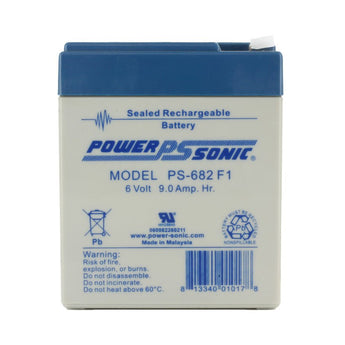 Power-Sonic PS-682F 9AH 6V Rechargeable Sealed Lead Acid (SLA) Battery - F1 Terminal