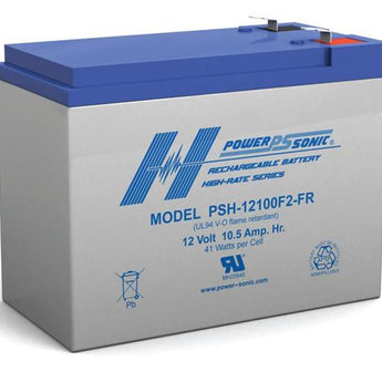 Power-Sonic AGM High Rate General Purpose PSH-12100 FR 10.5Ah 12V Rechargeable Sealed Lead Acid (SLA) Battery - F2 Terminal