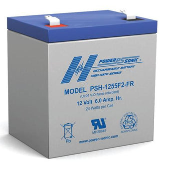 Power-Sonic AGM High Rate General Purpose PSH-1255 FR 6Ah 12V Rechargeable Sealed Lead Acid (SLA) Battery - F2 Terminal