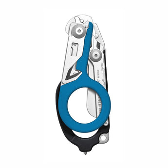 Leatherman Raptor Response Shears - Blue/Black - Closed, Oxygen Tank Wrench Showing