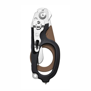 Leatherman Raptor Response Shears - Brown/Black - Closed, Pocket Clip Showing