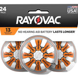 Rayovac 13-24 (24PK) Size 13 310mAh 1.45V Zinc Air Orange Hearing Aid Batteries - 24 Piece Retail Card