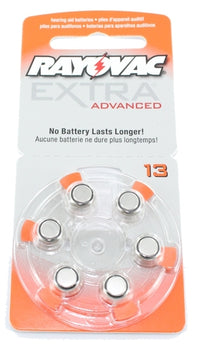 Rayovac R-13AE-6A MF (6PK) Size 13 1.45V Zinc Air Orange Hearing Aid Batteries - 6 Pack Retail Card