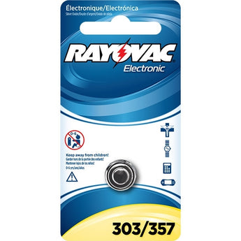 Rayovac 303/357 165mAh 1.55V Silver Oxide Coin Cell Battery (303/357-1ZM) - Retail Card