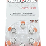 Rayovac 312AE (6PK) Size 312 1.45V Zinc Air Brown Hearing Aid Battery - 6-Pack Retail Card (R-312AE-60 MF)
