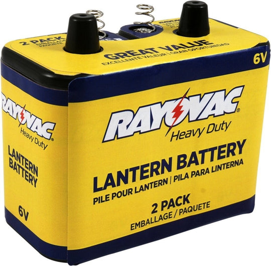 Rayovac 944-2 6V Carbon-Zinc Heavy-Duty Lantern Battery with Spring Terminals - 2pk