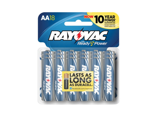 Rayovac 815-18F (18PK) AA 1.5V Alkaline Button Top Batteries - 18 Pack Resealable Card