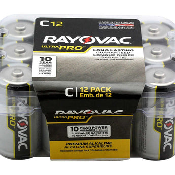 Rayovac Ultra Pro AL-C-12 1.5V Alkaline Button Top Batteries - 12 Pack