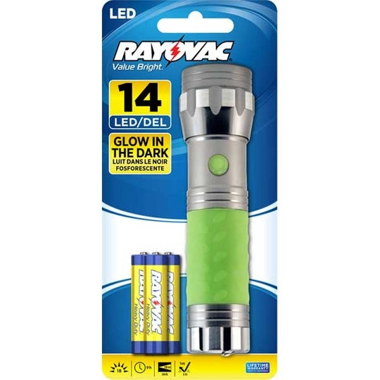 Rayovac Value Bright Glow-in-the-Dark 14-LED Flashlight - 18 Lumens - Includes 3 x AAAs - Color May Vary (BEGL3AAA-BA)
