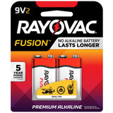 Rayovac Fusion A1604-2T 9V Alkaline Batteries with Snap Connectors - 2 Piece Retail Card
