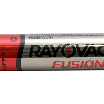 Rayovac Fusion AA batteries flat view with logo