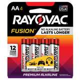 Rayovac Fusion 815-4T AA 1.5V Alkaline Button Top Batteries - 4 Piece Retail Card