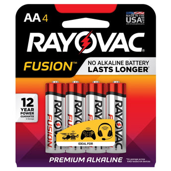 Rayovac Fusion 815-4T AA 1.5V Alkaline Button Top Batteries - 4 Piece Retail Card