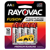 Rayovac Fusion 815-8CT AA 1.5V Alkaline Button Top Batteries - 8 Piece Retail Card