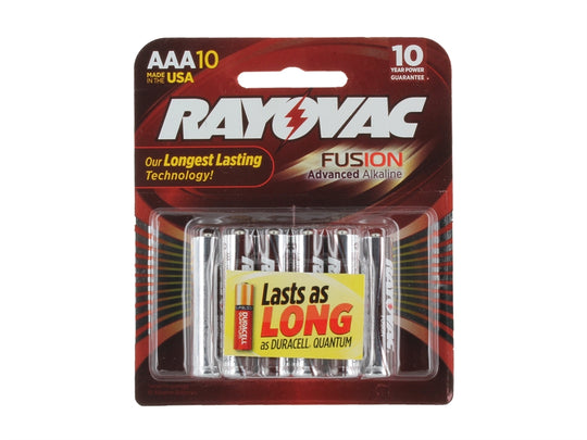 Rayovac Fusion 824-10C AAA 1.5V Alkaline Button Top Batteries - 10 Piece Retail Card