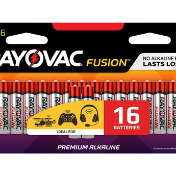 Rayovac Fusion 824-16SCT AAA 1.5V Alkaline Button Top Batteries - 16 Piece Retail Card