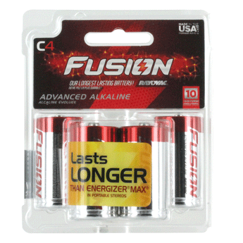 Rayovac Fusion 814-4T C-cell 1.5V Alkaline Button Top Batteries - 4 Piece Retail Card