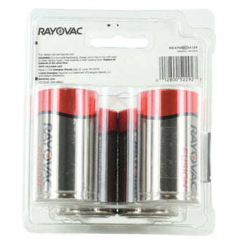 Rayovac Fusion 813-4T D-cell 1.5V Alkaline Button Top Batteries - 4 Piece Retail Card