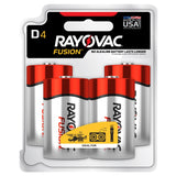 Rayovac Fusion 813-4T D-cell 1.5V Alkaline Button Top Batteries - 4 Piece Retail Card