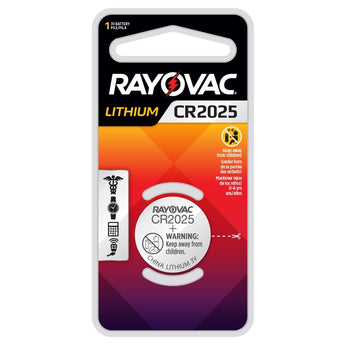 Rayovac Specialty KE CR2025 165mAh 3V Lithium Primary (LiMNO2) Coin Cell Battery for Keyless Entry - 1 Piece Retail Card