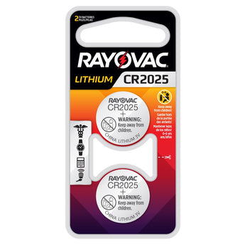 Rayovac Specialty KE CR2025-2 165mAh 3V Lithium Primary (LiMNO2) Coin Cell Batteries for Keyless Entry - 2 Piece Retail Card