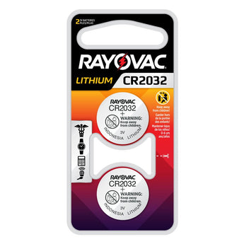 Rayovac Specialty KE CR2032-2 220mAh 3V Lithium Primary (LiMNO2) Coin Cell Battery for Keyless Entry - 2 Piece Retail Card