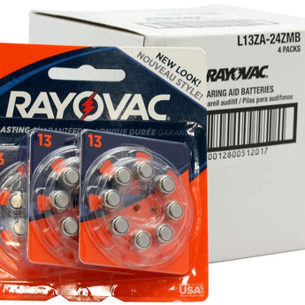 Rayovac 13-24 (24PK) Size 13 310mAh 1.45V Zinc Air Orange Hearing Aid Batteries - 24 Piece Retail Card