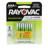 Rayovac Rechargeable LD724-4OP-GENE AAA 600mAh 1.2V Nickely Metal Hydride (NiMH) Button Top Batteries - 4 Piece Retail Card