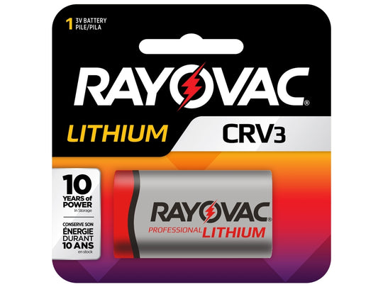 Rayovac RL CRV3 3700mAh 3V Lithium Primary (LiMNO2) Flat Top Photo Battery - 1 Piece Retail Card
