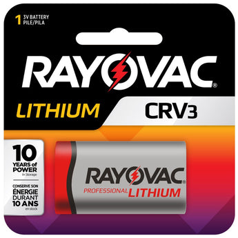 Rayovac RL CRV3 3700mAh 3V Lithium Primary (LiMNO2) Flat Top Photo Battery - 1 Piece Retail Card