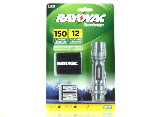 Rayovac Sportsman Tactical LED Flashlight with Holster - 150 Lumens - Includes 2 x CR123As (SP123A-B)