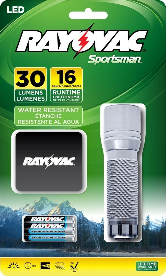 Rayovac Sportsman LED Flashlight - 30 Lumens - Includes 3 x AAAs (SPHWA-BXA)