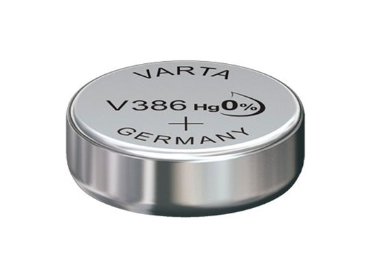 Varta 386 115mAh 1.55V Electronic Silver Oxide Coin Cell Battery (V386) - Pill Box
