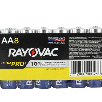 Rayovac Ultra Pro AL-AA 1.5V Alkaline Button Top Batteries - 8 Pack Shrink Wrap