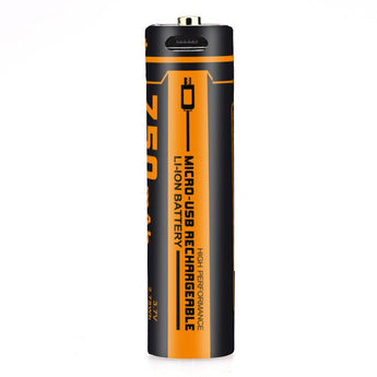 Fitorch RC145 14500 750mAh 3.7V Protected Lithium Ion (Li-ion) Button Top Battery with Built-In Micro USB Charge Port