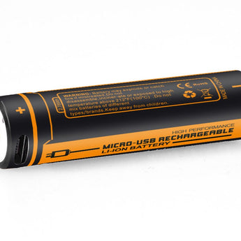 Fitorch RC145 14500 750mAh 3.7V Protected Lithium Ion (Li-ion) Button Top Battery with Built-In Micro USB Charge Port