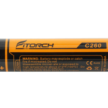 Fitorch RC260 18650 2600mAh 3.7V Unprotected Lithium Ion (Li-ion) Flat Top Battery