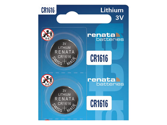 Renata CR1616-SC2 50mAh 3V Lithium Primary (LiMNO2) Coin Cell Battery - 2 Piece Retail Card