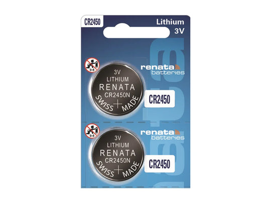 Renata CR2450N-SC2 540mAh 3V Lithium Primary (LiMNO2) Coin Cell Battery - 2 Piece Retail Card