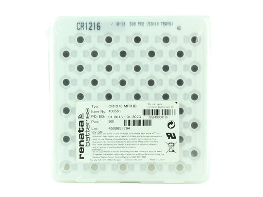 Renata CR1216 Bare Coin Cell Battery Lithium Li-MnO2 3V - Tray of 500