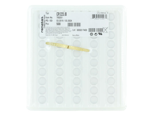 Renata CR1225 Bare Coin Cell Battery Lithium Li-MnO2 3V - Tray of 500