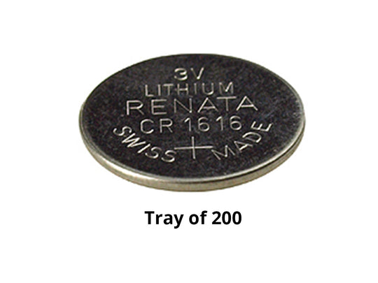Renata CR1616 Bare Coin Cell Battery Lithium Li-MnO2 3V - Tray of 200